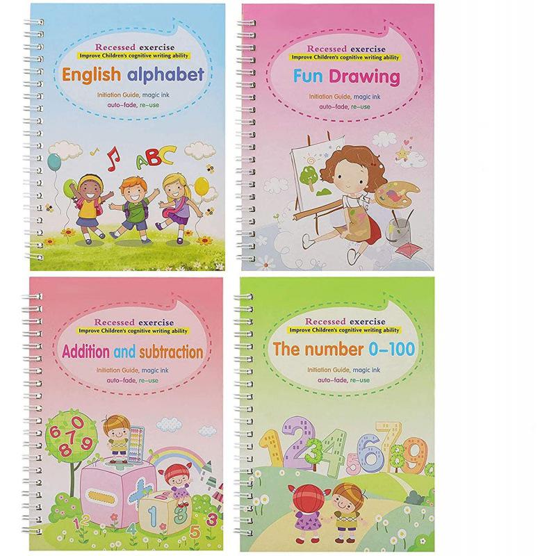 Global English Calligraphy Practice Set: Preschool Pen Control & Magic Writing Stickers for Kids