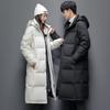 Direct Batch of Winter Men's Down Jackets Couple Long Thickened Warm Hooded Simple and Fashionable Green Tide Jacket