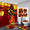 Afroamericano Afro Sexy Chica Negra Mujeres Arte Diseño Arte Graffiti Juego de Cortinas de Ducha para Baño Alfombrillas Alfombras Tapa de Inodoro Poliéster con Ganchos
