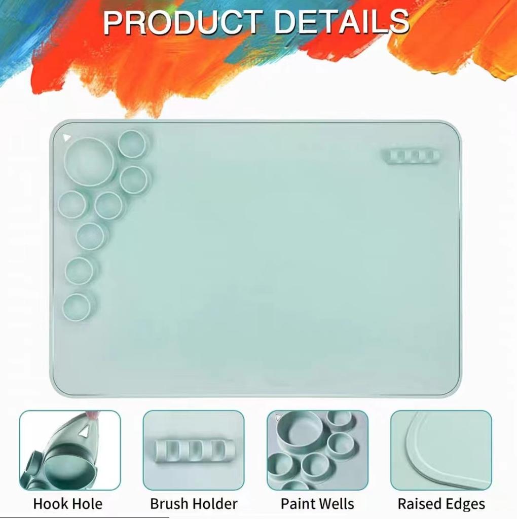 Kid Color Craft Educational Silicone Drawing Mat Washable Easy Clean Non-sticky Graffiti Reuse Pad Non Slip Painting Palette Cup