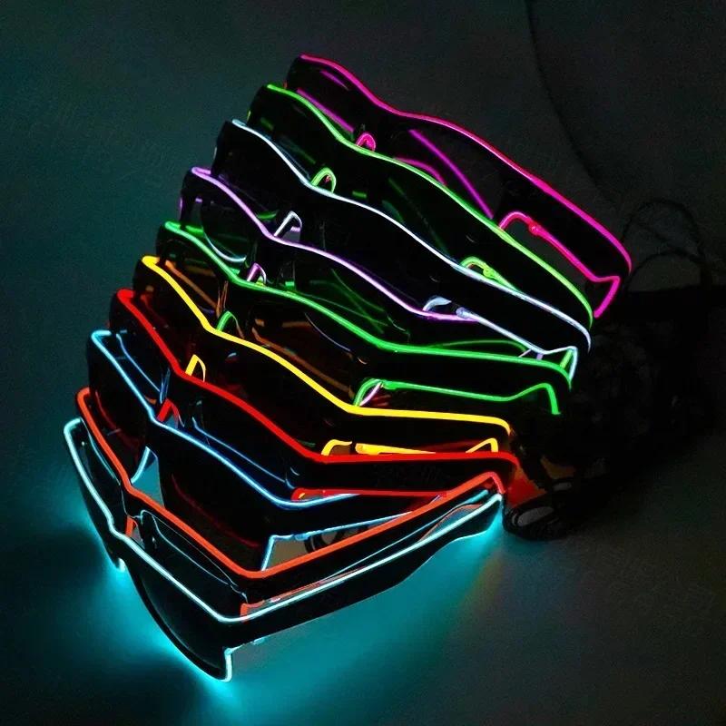 Led Glasses Neon Party Flashing Glasses EL Wire Glowing Gafas Luminous Bril Novelty Gift Glow Sunglasses Bright Light Supplies