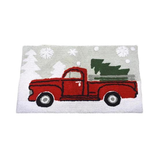 Christmas Themed Pattern Floor Mat Anti-Slip Bottom Soft Comfortable Faux Cashmere Rug Vibrant Color Door Rug
