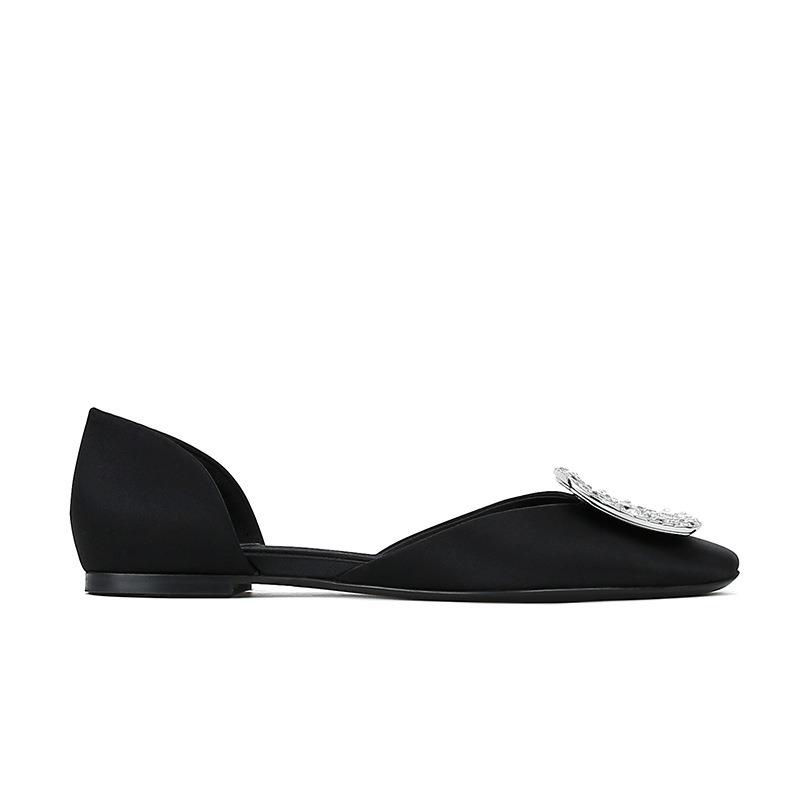 New Round Toe Square Buckle Flat Single Women's Shoes That Are Versatile and Fashionable