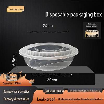 Green Kangchu 2000ml Round Disposable Meal Boxes with Lids