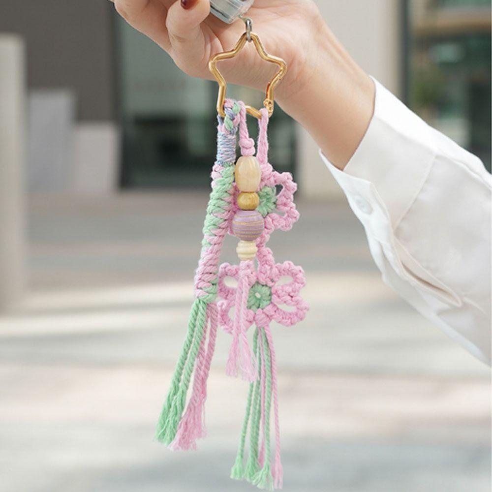 Countryside Style Braided Keychain Hand Woven Bag Pendant Handmade Woven Keychain  Phone Charm