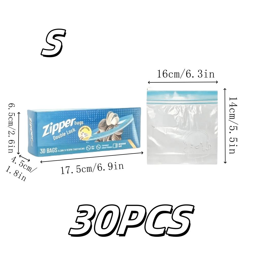 15/20/30pcs L/M/S Clear Storage Bag Snack And Sandwich Bags Ealed Vegetable Food Preservation Freezer Camping Kitchen Accessory
