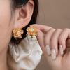Diamond-Encrusted Pearl Flower Stud Earrings For Women, Exquisite Earrings, Niche Summer Light Luxury Ear Jewelry For Women