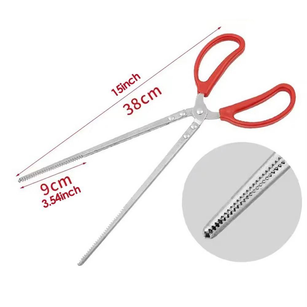 Red Handle Multi-function Stainless Steel Tongs  Outdoor Sea Crab Fishing