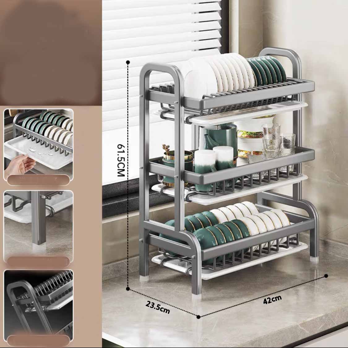 Кухонная полка стеллаж для хранения посуды сливная многофункциональная полка из нержавеющей стали палочки для еды стеллаж для хранения чашек воды 3 Tiers 3923₽