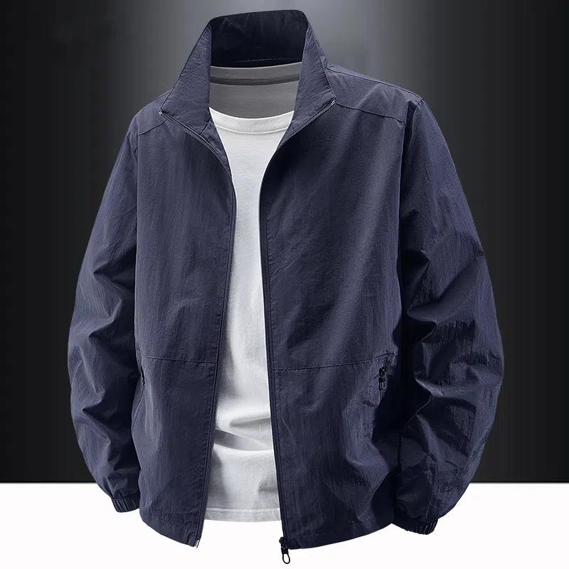Chaqueta Impermeable Cortavientos para Hombre con Cuello Alto, Abrigo Casual de Talla Grande Estilo Americano Workwear para Exteriores para Primavera y Otoño