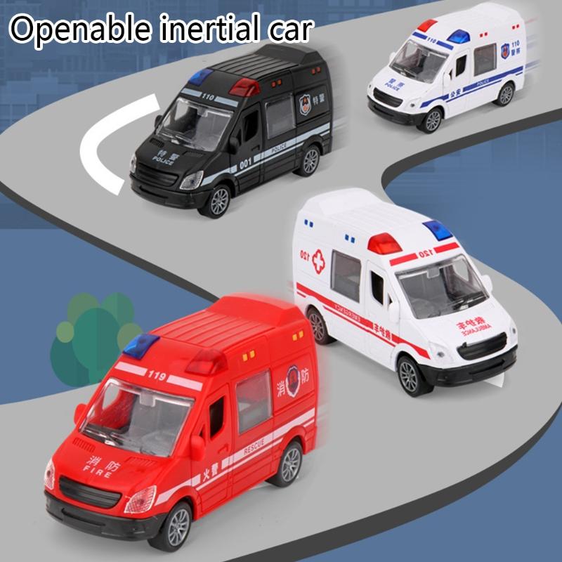 Miniature Educational Inertia Car Fire Truck Ambulance Vehicle Toy Realistic Friction Car Pull Back Vehicle