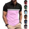 Summer New Men's Short-sleeved Polo Shirt Fashion Collision Zip Polo Shirt Men's Fashion Tops