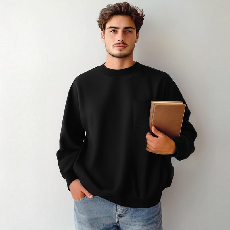 Felpa da uomo morbida girocollo, pullover girocollo traspirante, felpe a manica lunga sportive da esterno, pullover caldi e traspiranti per l'autunno da uomo