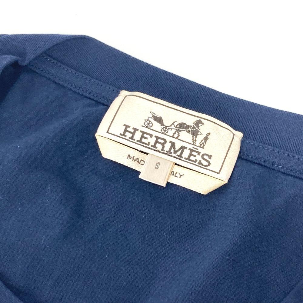 HERMES pocket apparel tops short sleeves Short sleeve T-shirt cotton Navy