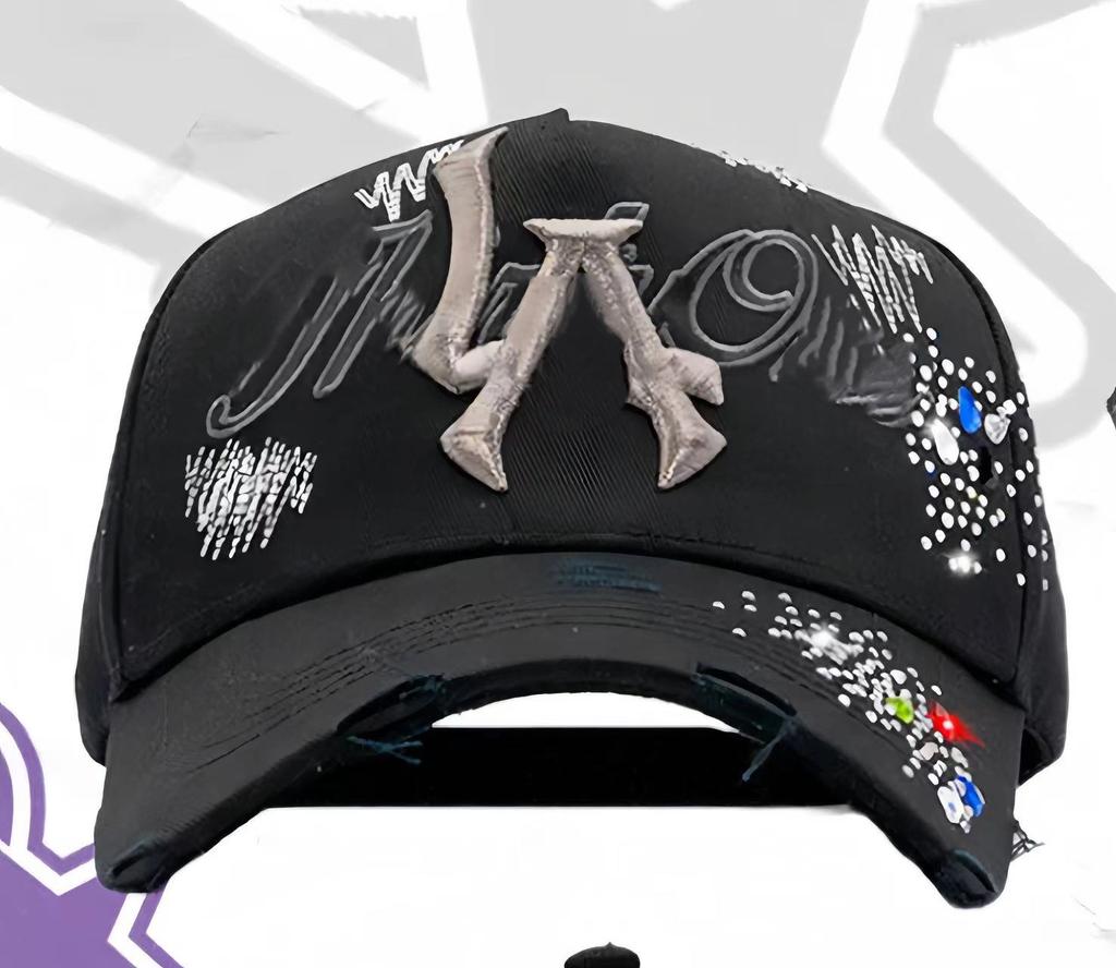 Wholesale Yo No Pesco Star Satin Lined Terry Dobby Embroidered Bling Sports Cap 5 Panel Rhinestone Brim Baseball Caps Barbas