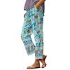 Women Capri Pants Casual Tropical Floral Print Elastic High Waist Drawstring Loose Fit Summer Beach Cropped Trousers