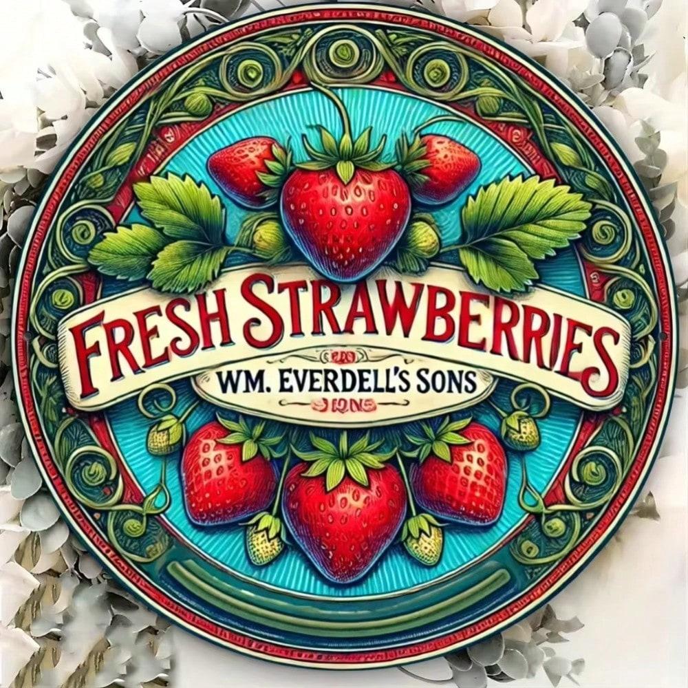 

Vintage Strawberry Retro Tin Sign Metal Wall Art Decor for Kitchen Cafe Home 20x20 разноцветный