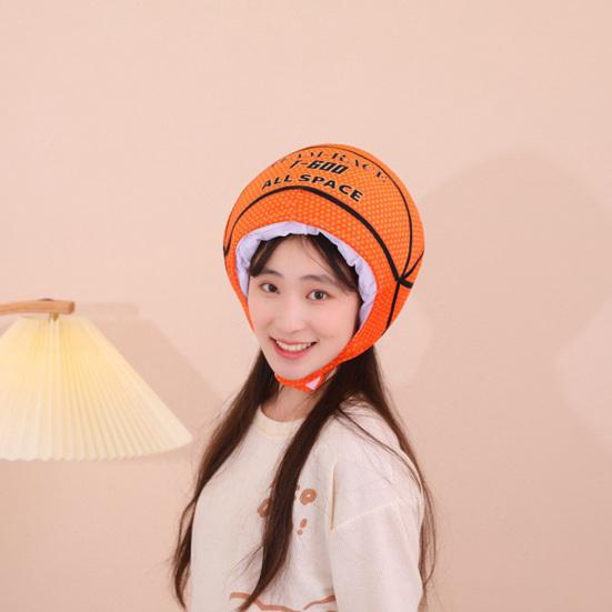 Basketbalová pokrývka hlavy Nastavitelná Měkká Teplá Oranžová Pokrývka hlavy Crossdressing Simulace Basketbalový klub Selfie rekvizita Plyšová čepice Narozeninový dárek