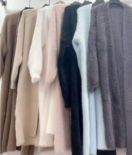 

Темпераментный длинный кардиган-свитер из имитации норкового бархата для женщин, новый осенне-зимний, в стиле ленивого ветра, свободный, толстый вязаный жакет average size