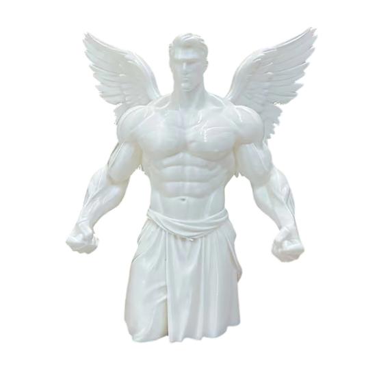 3D Printed Muscular Angel Figurine Aesthetic Muscle Wings Statue for Home Decor Matte