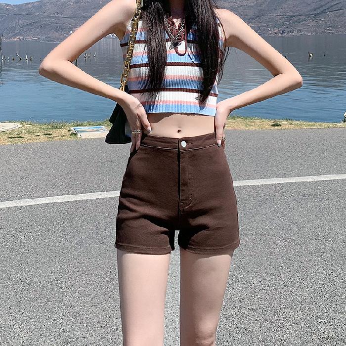 

Новые джинсовые шорты с высокой талией и персиковыми бедрами для женщин на лето, облегающие шорты для бедер XL