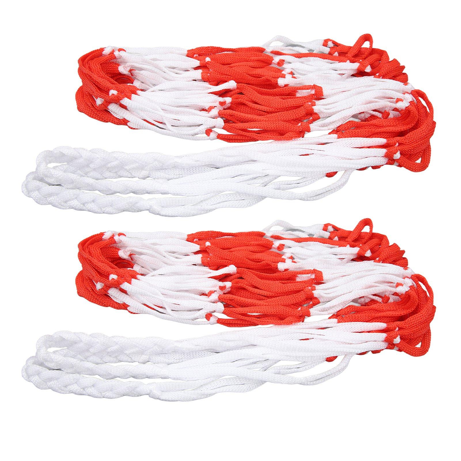

2PCS Large Sports Ball Bag Nylon Ventilate Red and White Basketball Net Bag for Holding Basketball Volleyball Baseball