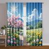 2pcs   Contemporary Curtains Spring Scenery Durable Polyester (without Rod) Holiday Perfect for Living Room   Bedroom & Home