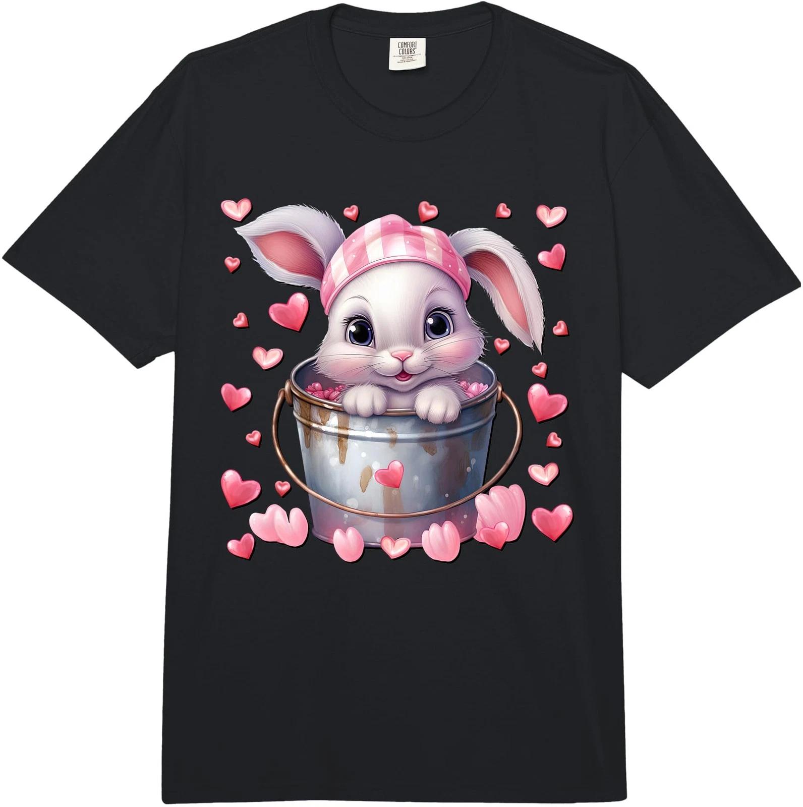 Rabbit Love Graphic for Bunny Mom Cute Valentines Animal T-Shirt M