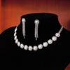 Pearl  Flower Necklace Earring Set Simple Everything Choker Clavicle Chain Earring Set