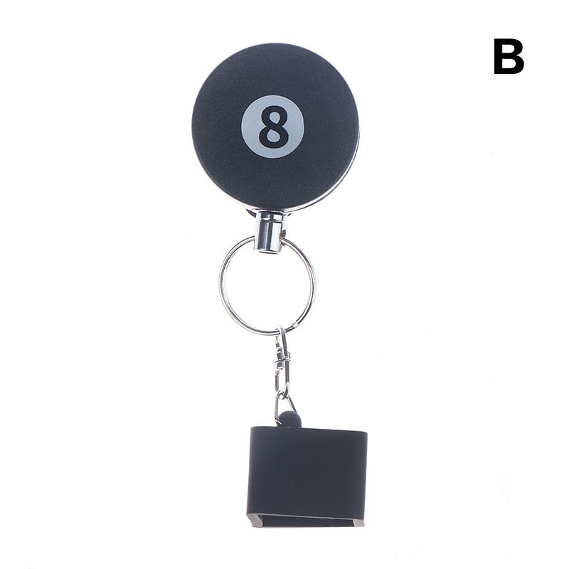 1Pc Black Retractable Rope Chalk Holder W Mounting Clip Billiard Telescoping Chalk Holder Snooker Pool Cue Chalk Holder Keychain