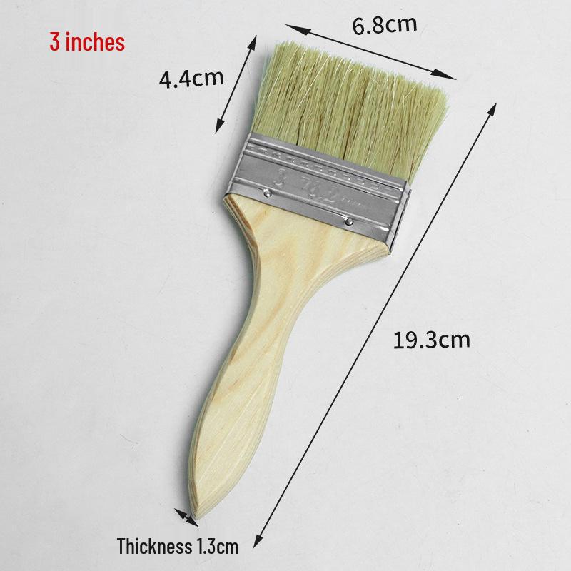 Thickened Bristle Wooden Handle Paint & BBQ Brush - Sizes 1" to 8