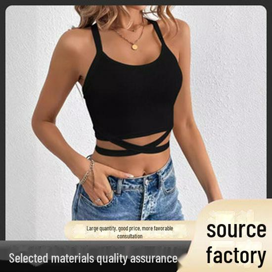 2025 Sexy European & American Nightclub Style Chest-Revealing Drawstring Long-Sleeve Vest