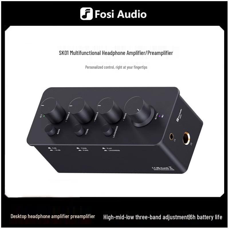 Fosi Audio SK01 Desktop & Portable Headphone Amp Preamp Combo