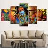 5 Paneler Lord Krishna Figur Canvasmålning Nordiska Abstrakta Affischer och Tryck Väggbild för Vardagsrum Heminredning Ingen Ram
