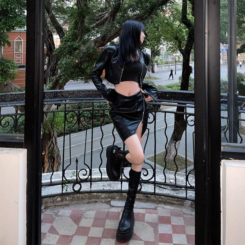 Spice Girls Thick Bottom Round Head Black Versatile But Knee High Boots Sleeves Trendy Fashion Boots