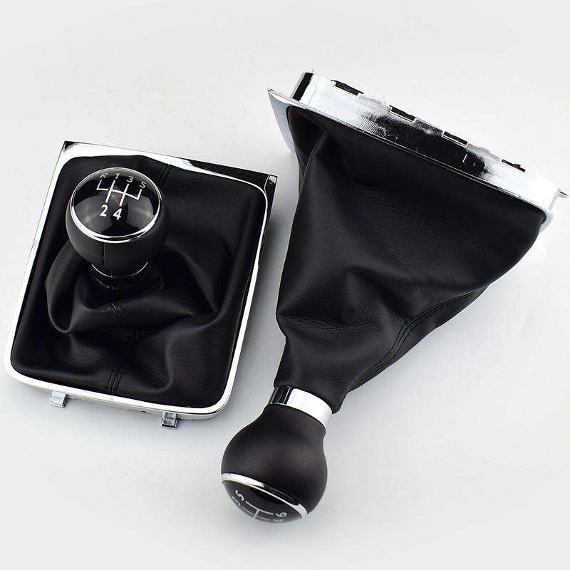5 6 Speed Gear Head Black Shift Knob Gear Knob Boot Gaiter Frame For Volkswagen VW Passat B6