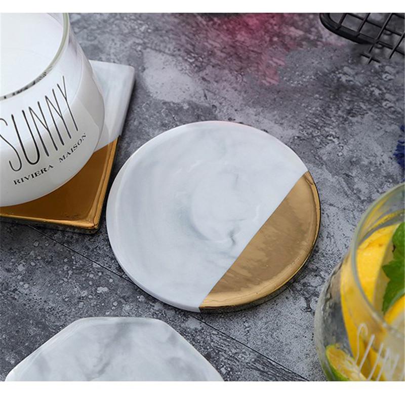 Evropský styl Mramorový vzor Zlaté pokovení Keramická podložka pod šálek Podložky Protiskluzové