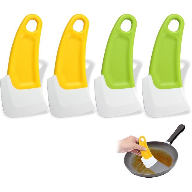 4-Pack Silicone Kitchen Scrapers – Multi-Purpose Cleaning Tools for Pots, Pans, Bowls & Non-Stick Cookware