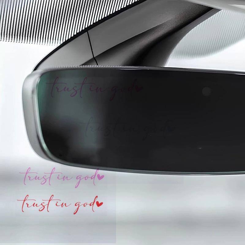 Trust In God Heart Car Rear View Mirror Sticker Decal Faith Bible Verse Christian Church Auto Vehicle Bumper Decor
