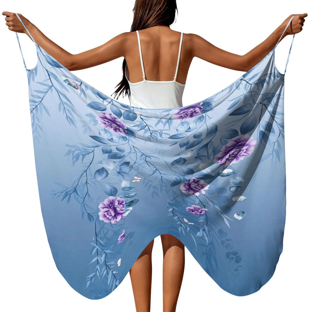 Women Beach Cover Up Wrap Skirt Cross Shoulder Straps Lightweight Swimwear Sarong for Summer Poolside or Beachwear