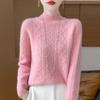 Women's Fashion Pure Wool Cable Knit Turtleneck Sweater for Fall/Winter