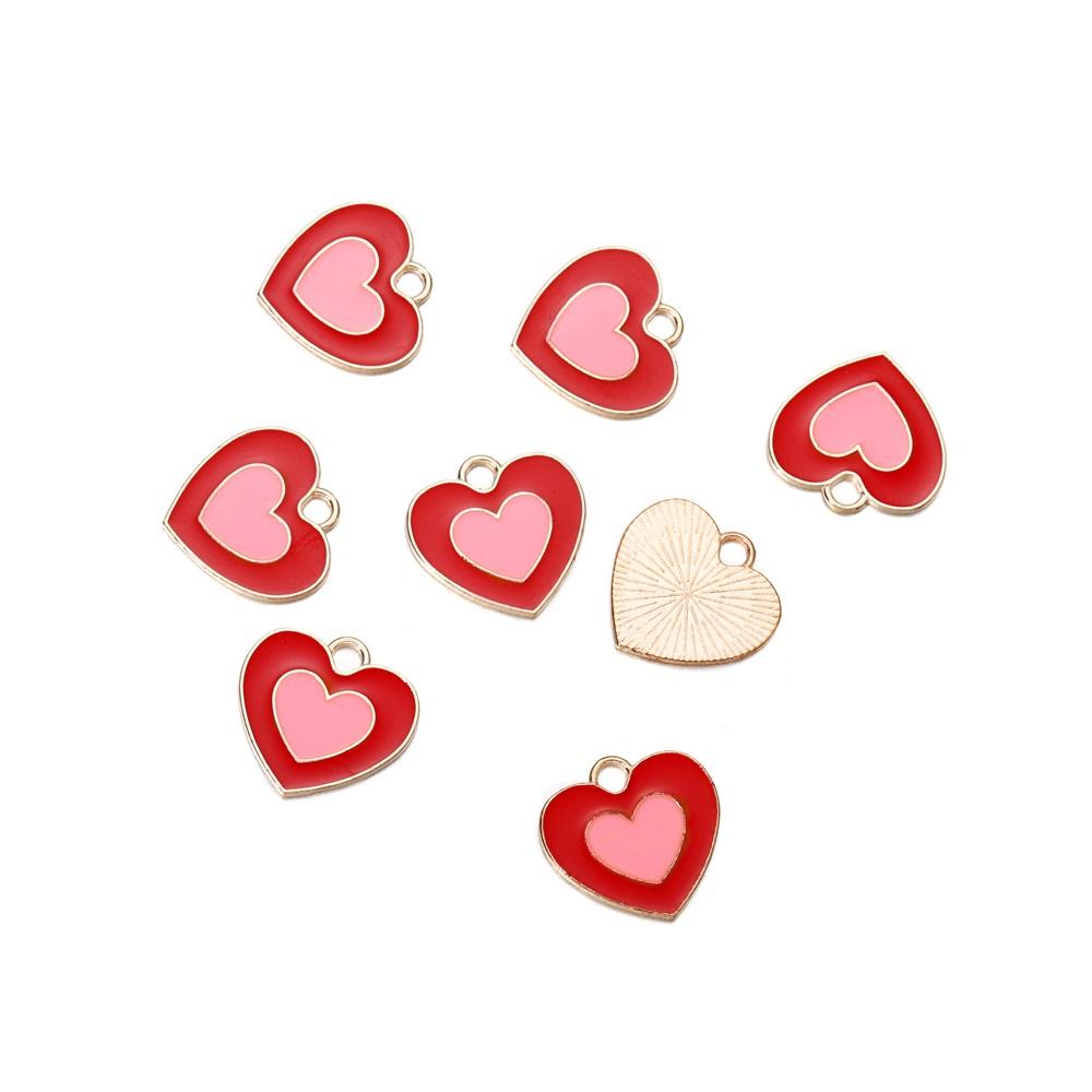 10pcs/bag Colorful Flower Heart Charms Pendants Enamel Metal Necklace Bracelet Charm For DIY Jewelry Making Supplies Accessories