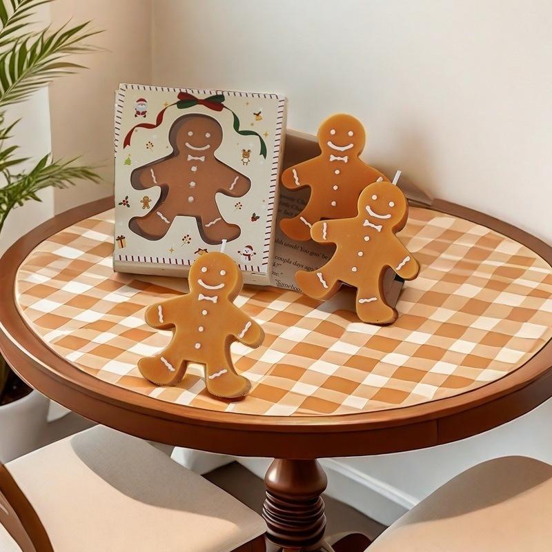 1pc Christmas Gingerbread Man Aromatherapy Candle Coffee Milk Fragrance Gift Fragrance Shape Wax Christmas Gift Fragrance Candle