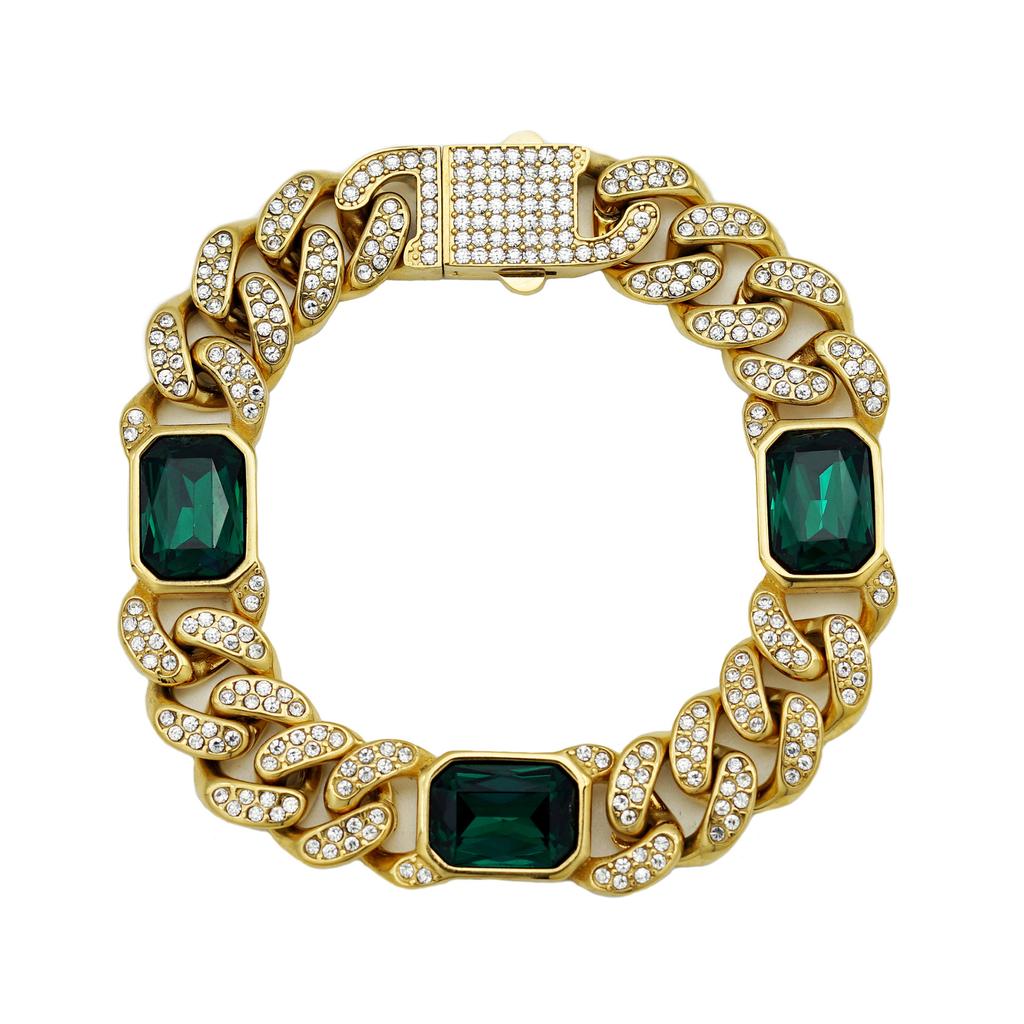 New Hip Hop Fashion Light Luxury Full Diamond Colored Gemstone Bracelet