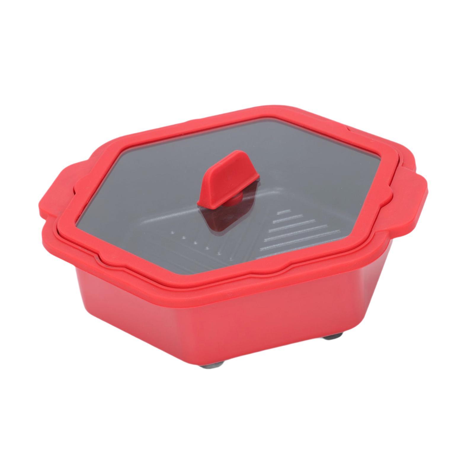 Microwave Toaster Sandwich Maker Hexagonal Cookware for Pizzas Dorm Waffle Red