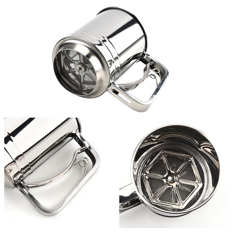 Stainless Steel Flour Sifter Manual Cocoa Powder Sifter Double-layer Baking Sifters For Baking Flour And Powdered Sugar Flour