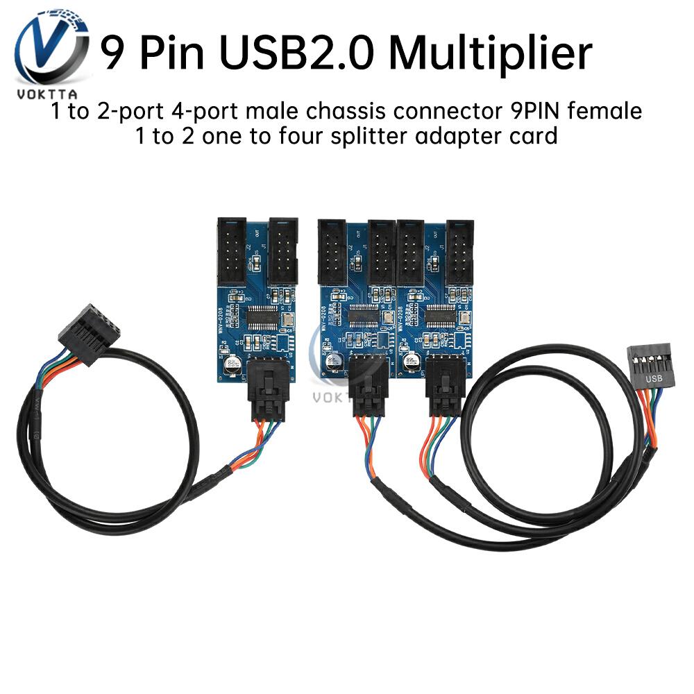 9Pin USB Splitter Motherboard 1.1 USB Interface Splitter Multiplier Adapter Board 1 to 1 1 to 1 Extension Cable HUB Connectors