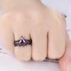 Three Heroes Retro Amethyst Gemstone & Diamond Couple Rings in Gun Black Finish