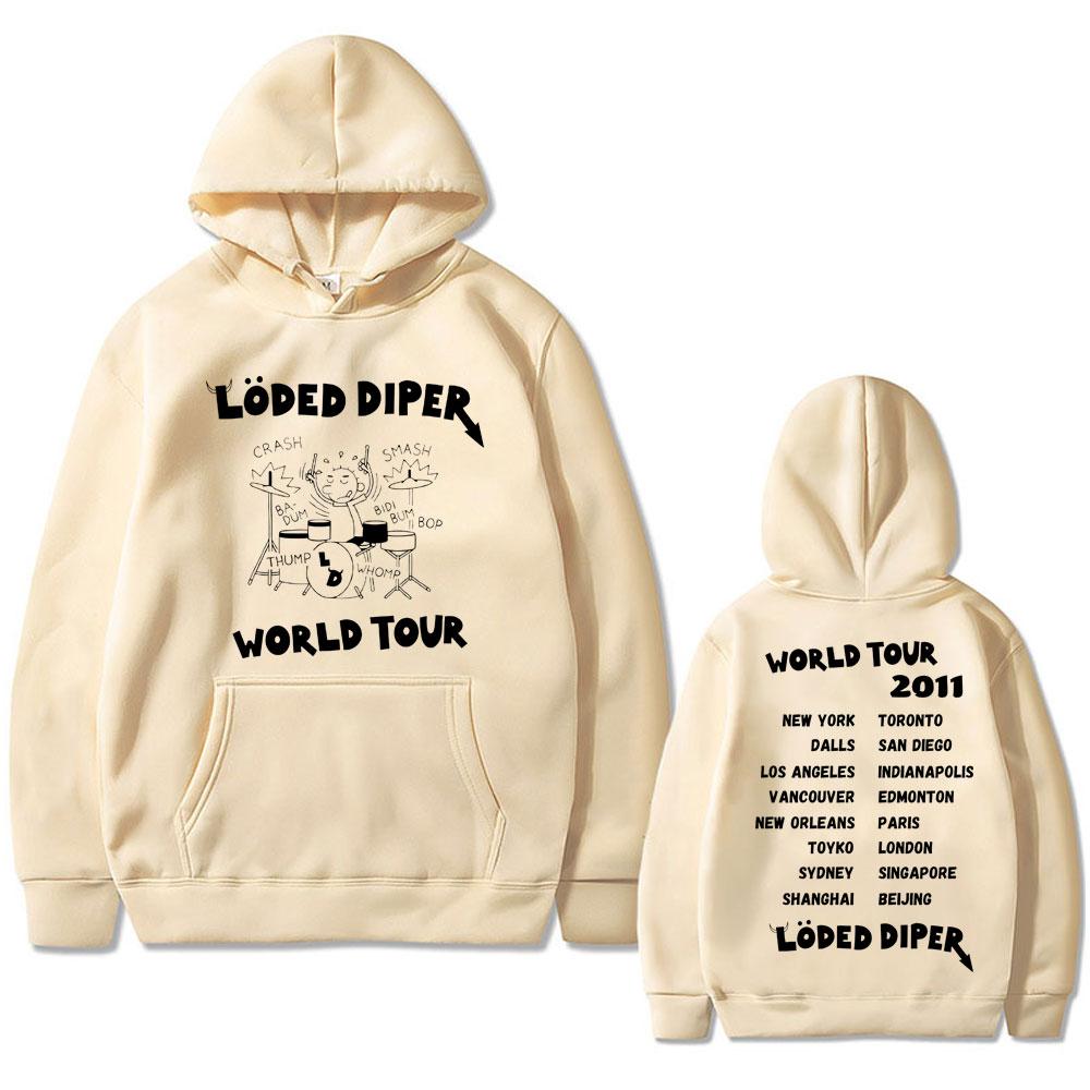Loded Diper World Tour Hoodie Diary of A Wimpy Kid Hoodies Men Women Hip Hop Oversized Hooded Sweatshirt Male Vintage Streetwear