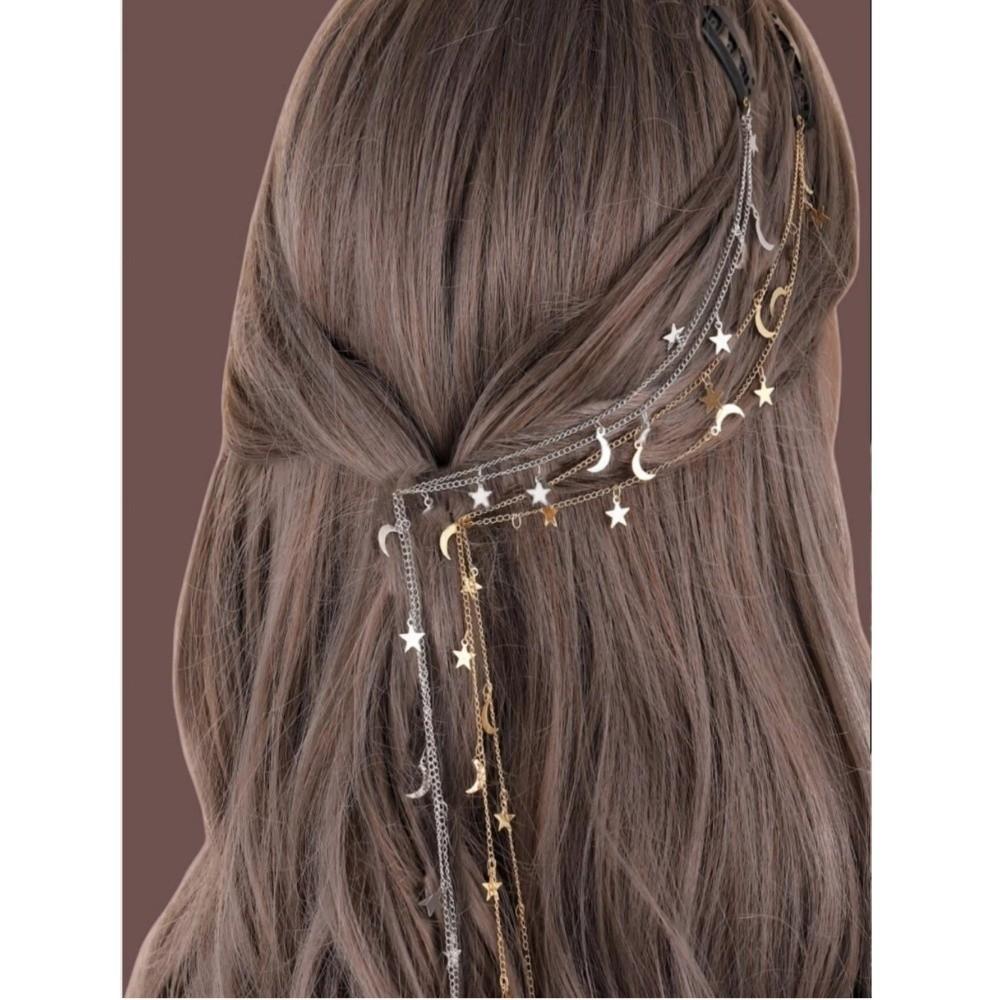 Vintage Hair Chain Gold Color Tassel Barrettes For Women and Girls Braided Headband Party